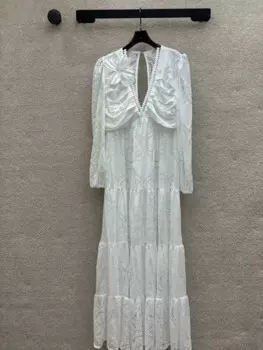 Высококачественное новое женское кружевное сетчатое платье с v-образным вырезом по индивидуальному заказу