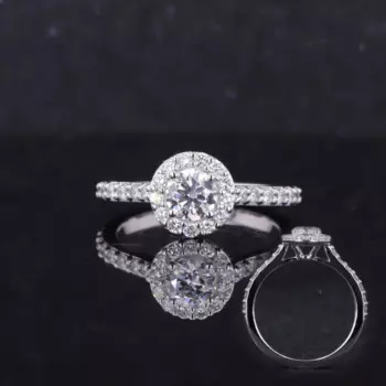 Высококачественное обручальное кольцо с муассанитом, 14 к, белое золото