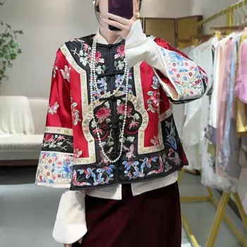 Высококачественное осенне-зимнее женское пальто в стиле ретро с вышивкой «Бабочки в любви» с цветами Элегантная женская свободная куртка S-XXL