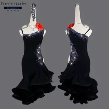 Высококачественное платье для латиноамериканских танцев на заказ, Женская Профессиональная юбка в виде рыбьей косточки, сексуальный костюм для танго ча-ча