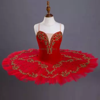 Высококачественные детские красные бархатные балетные танцевальные костюмы для девочек, детская танцевальная пачка