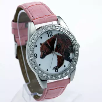 Высококачественные детские кварцевые часы для мальчиков с изображением медведя и животных из мультфильмов, Детские повседневные светящиеся наручные часы с кожаным ремешком