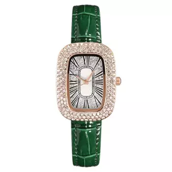 Высококачественные классические женские кварцевые часы в стиле ретро с ремешком, квадратные зеленые кварцевые часы, студенческие женские часы, роскошные стильные часы для девочек