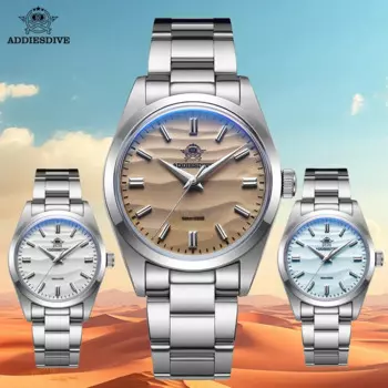 Высококачественные кварцевые часы ADDIESDIVE, зеркальные стеклянные часы с крышкой кастрюли 36 мм, простые часы из нержавеющей стали, наручные часы для дайвинга 10 бар AD2030