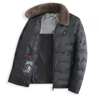 Высококачественные мужские зимние куртки с меховым воротником, мужские флисовые теплые куртки-бомберы, пуховые парки, мужская одежда 2024