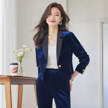Высококачественные тканевые осенне-зимние женские деловые костюмы с брюками и куртками пальто в офисном стиле Блейзер брючные костюмы женский комплект
