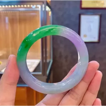 Высококачественный Браслет из Мьянмы с плавающими цветами, ярко-зеленый, фиолетовый, весенний яркий нефритовый подарок