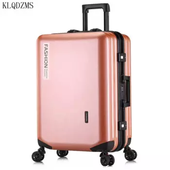 Высококачественный чемодан KLQDZMS из АБС-пластика и поликарбоната, бордовый ящик 20, 22, 24, 26 дюймов, деловая тележка, стандартный чемодан на колесах