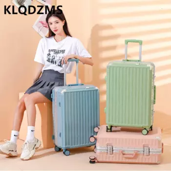 Высококачественный чемодан KLQDZMS, Женский прочный и долговечный чемодан на колесиках большой вместимости с алюминиевой рамой 26 дюймов, универсальное колесо