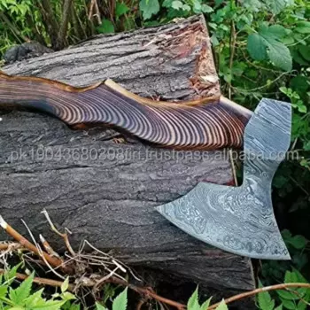 Высококачественный дамасский топор с деревянной ручкой, кованый топор из дамасской стали, лезвие топора викингов, травление