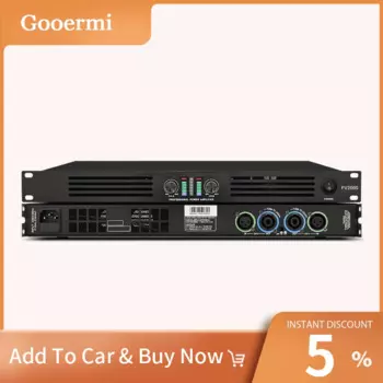 Высококачественный двухканальный цифровой усилитель мощности Gooermi FV2000 с ручкой регулировки громкости светодиодный lights для производительности сцены