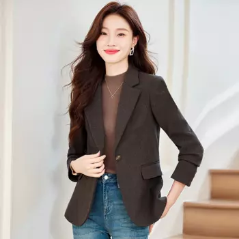 Высококачественный модный женский пиджак, весна-осень 2024, элегантный облегающий Блейзер на одной пуговице, офисный женский костюм, Топ
