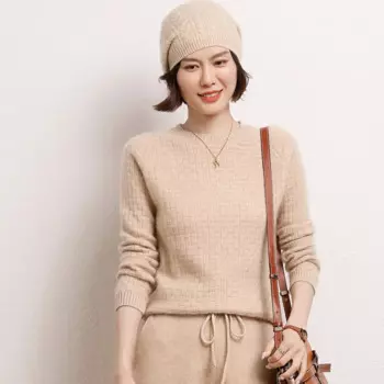 Высококачественный мягкий клейкий свитер 2024, осень и зима, новый женский свободный однотонный пуловер с круглым вырезом и длинными рукавами