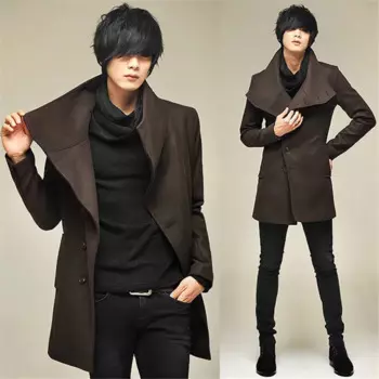 Высококачественный осенне-зимний тонкий плащ, мужское персонализированное модное шерстяное пальто с отложным воротником