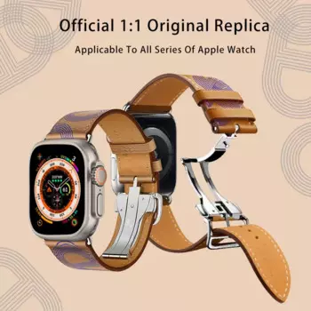 Высококачественный ремешок из натуральной кожи для Apple Watch, браслет с пряжкой для Apple Watch iWatch Ultra 8 7 6 SE 5 4 3 2