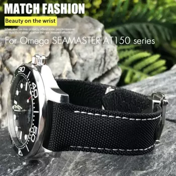 Высококачественный складной ремешок для часов 20 мм 21 мм 19 мм из нейлоновой кожи для Omega Seamaster AQUA TERRA 150 GMT изогнутый ремешок для часов