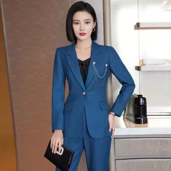 Высококачественный тканевый деловой Блейзер, Женская деловая рабочая одежда, костюмы на осень и зиму, профессиональная рабочая одежда в офисном стиле, брючные костюмы, комплект брюк