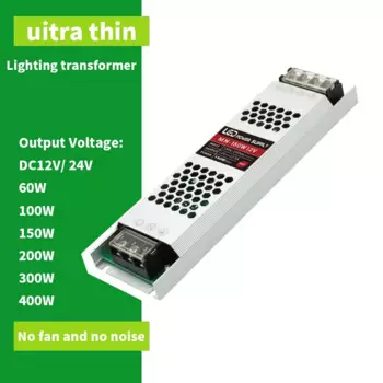 Высококачественный ультратонкий Светодиодный источник питания DC 12V 24V осветительный трансформатор 60W 100W 150W 200W 300W