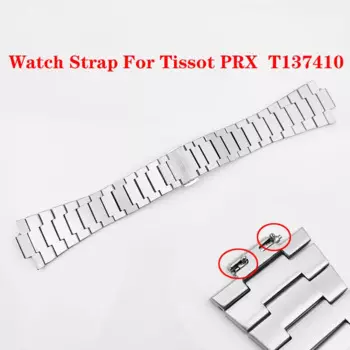 Высококачественный выпуклый ремешок из нержавеющей стали для часов Tissot 1853 PRX Series, ремешок для часов T137410
