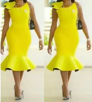 Высококлассное платье на заказ 2016, женское облегающее платье-Русалка по индивидуальному заказу, женское Брендовое платье-чехол желтого цвета