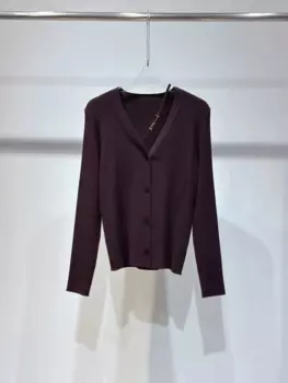 Высококлассный Индивидуальный Женский новый модный короткий вязаный кардиган с V-образным вырезом и поясом