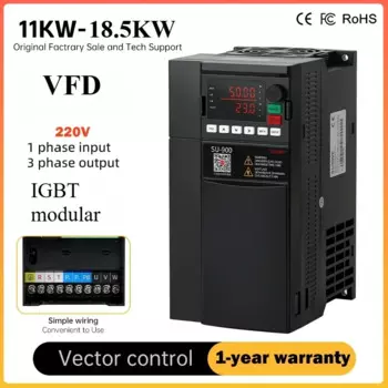 Высокомощный преобразователь частоты VFD50-60 Гц 1 кВт 15 кВт 18,5 кВт однофазный вход 220 В 3 P выход 220 В преобразователь частоты привода двигателя