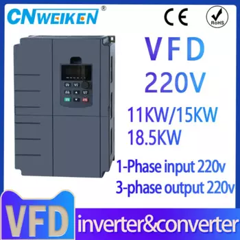 Высокопроизводительный Векторный Преобразователь частоты VFD 11 кВт 15 кВт 18 кВт 22 кВт 30 кВт AC 220 В 3-фазный контроллер скорости двигателя инвертор