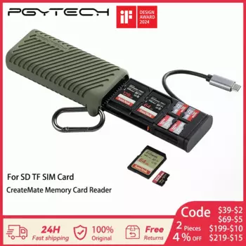 Высокоскоростное устройство чтения карт памяти PGYTECH CreateMate Адаптер USB 3.1 Type-C SD/TF Инструмент для чтения карт памяти с двумя слотами для передачи данных