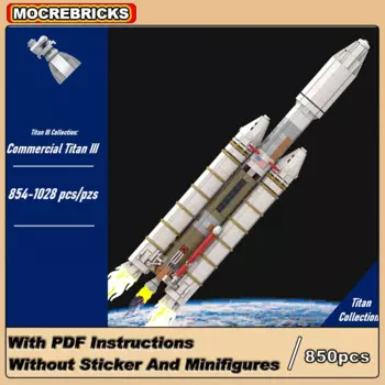 Высокотехнологичный военный пусковой автомобиль из США Титан III, Космический перевозчик, ракета MOC Technology, строительные блоки, модель, Детский конструктор «сделай сам», игрушки