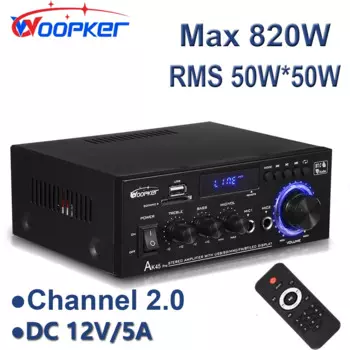 Высокоточный цифровой усилитель Woopker AK45 Pro, максимальная мощность 820 Вт, Channel2.0, Bluetooth, объемный звуковой усилитель, цифровая стереосистема