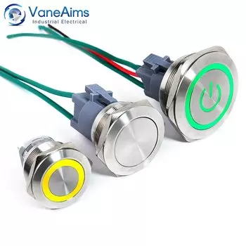 Самоблокирующийся кнопочный переключатель VaneAims нержавеющая сталь 15А 220В