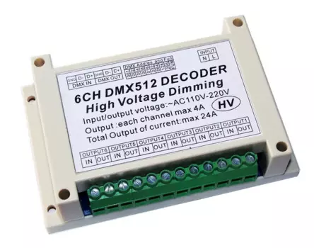 Высоковольтный приглушающий 6-канальный декодер DMX512, 6-канальный декодер DMX 4A/CH HV, диммерная плата для ламп накаливания, 110-220 В переменного тока