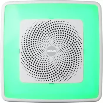 Вытяжной вентилятор Broan-NuTone SPK110RGBL ChromaComfort для ванной комнаты с сенсорной Bluetooth-колонкой и детской яркостью, белый