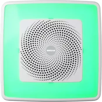 Вытяжной вентилятор Broan-NuTone SPK110RGBL ChromaComfort для ванной комнаты с сенсорной Bluetooth-колонкой и детской яркостью, белый