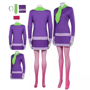 Взрослый костюм для косплея Дафна Блэйка, женское фиолетовое платье с ТВ из мультфильма, повязка на голову, носки, наряды на Хэллоуин, карнавал, маскировка, костюм женской одежды