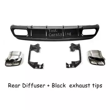 W176 A45 черный диффузор заднего бампера с 4 выходными наконечниками выхлопных газов для Mercedes A Class W176 2013-2018 A160 A180 A200 A250 AMG Sport