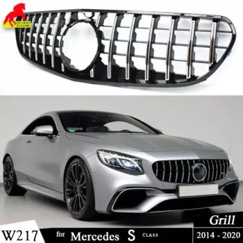 W217 передний бампер гоночная решетка Серебряный гриль для Mercedes S Class C217 Coupe A217 кабриолета 2014-2020, не для S65 AMG S63 AMG