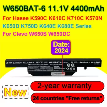 W650BAT-6 Аккумулятор для ноутбука Clevo W650S W650DC для Hasee K590C K610C K710C K570N K650D K750D 4400mAh 48,84 WH 11,1 V в наличии