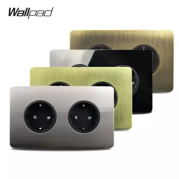 Стеновая панель, античная латунь, панель из нержавеющей стали, 146x86 мм, двойная электрическая розетка, вилка европейского стандарта