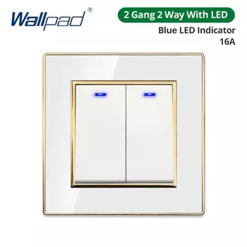 Wallpad белая акриловая панель с золотой рамкой 2-позиционный выключатель со светодиодом с розеткой USB