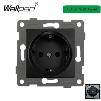 Wallpad черная акриловая стеклянная панель с розетками и выключателем