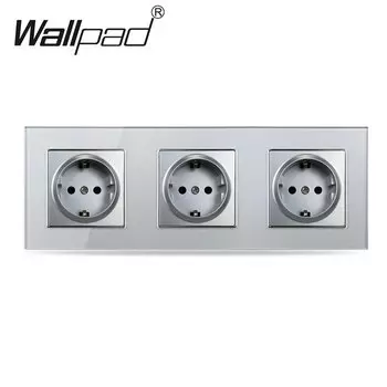 Wallpad EU Switch and Socket Серебристо-серое стеклянное