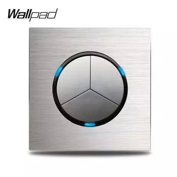 Wallpad L6 трехклавишный выключатель серебристый