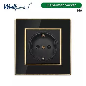 Wallpad Розетка с USB, черная, с золотой рамкой