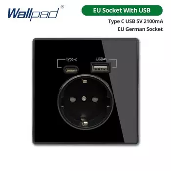 Wallpad Розетка с USB Type-C черная