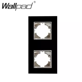 Wallpad вертикальная черная стеклянная рамка для розеток 1+2 клавиши