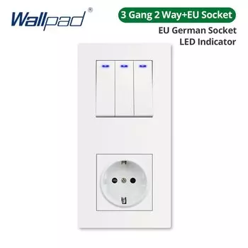 Wallpad вертикальный выключатель 1/2/3 gang с USB портом белый