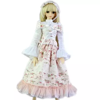 [wamami]148 # Платье/костюм с белым цветком и цветочным принтом 1/4 MSD AOD BJD Dollfie