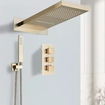 Wanmivezlo Термостатический смеситель для душа "Водопад", матовый черный