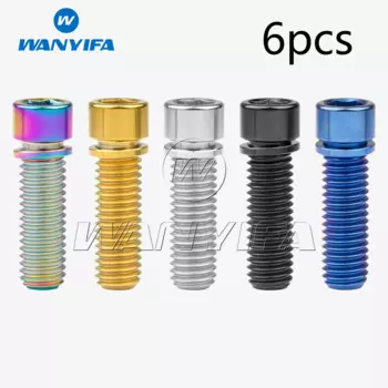 Титановый "Wanyifa" M8x20 с фокусным расстоянием 25 мм BMX болты с шестигранной головкой, соответствующие стандартам Американского общества по с шайбы и болты для велосипеда, 6 шт.